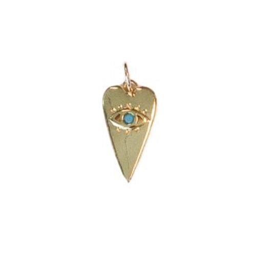 Lotus Jewelry Studio Necklaces Elongated Heart Evil Eye Gold Charms