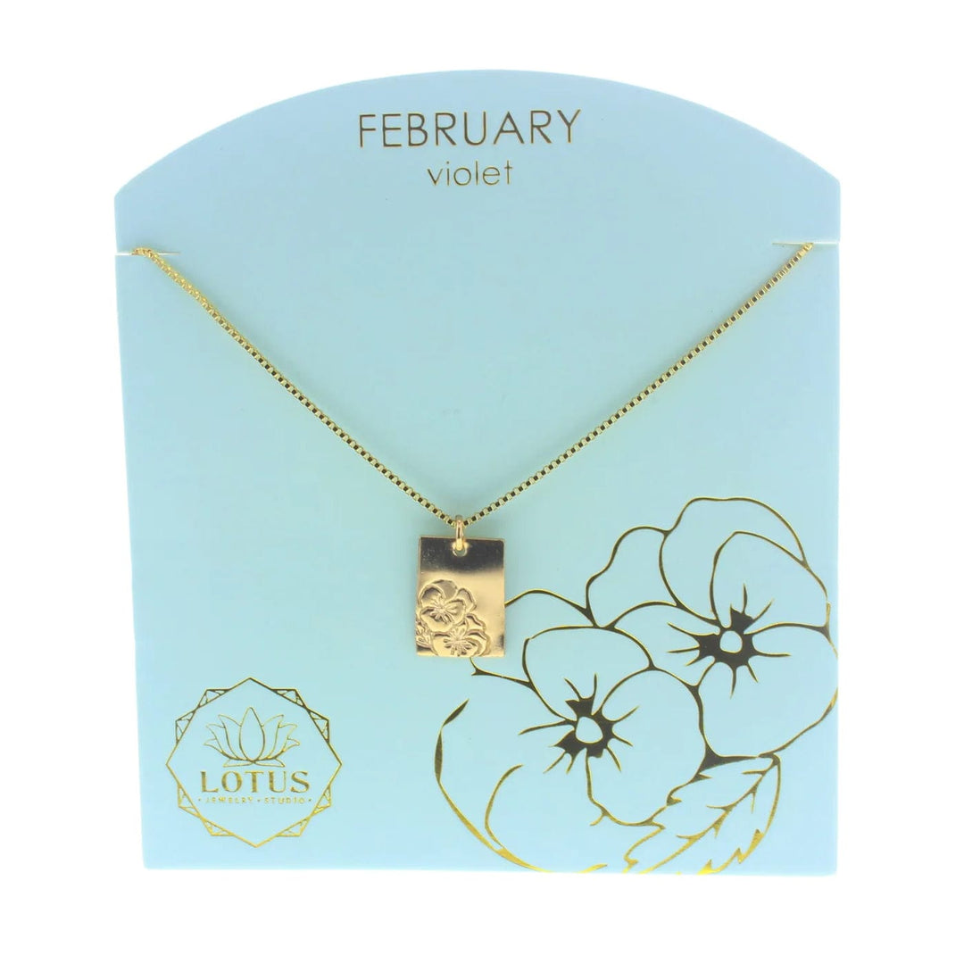 Lotus Jewelry Studio Necklaces February - Violet Birth Flower Necklaces in Gold