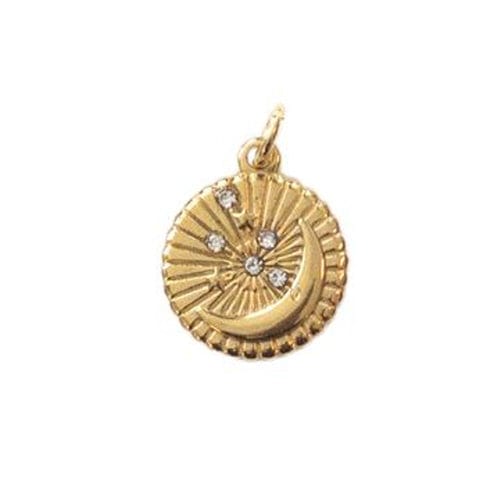 Lotus Jewelry Studio Necklaces Gold Disc with Moon & CZ Gold Charms