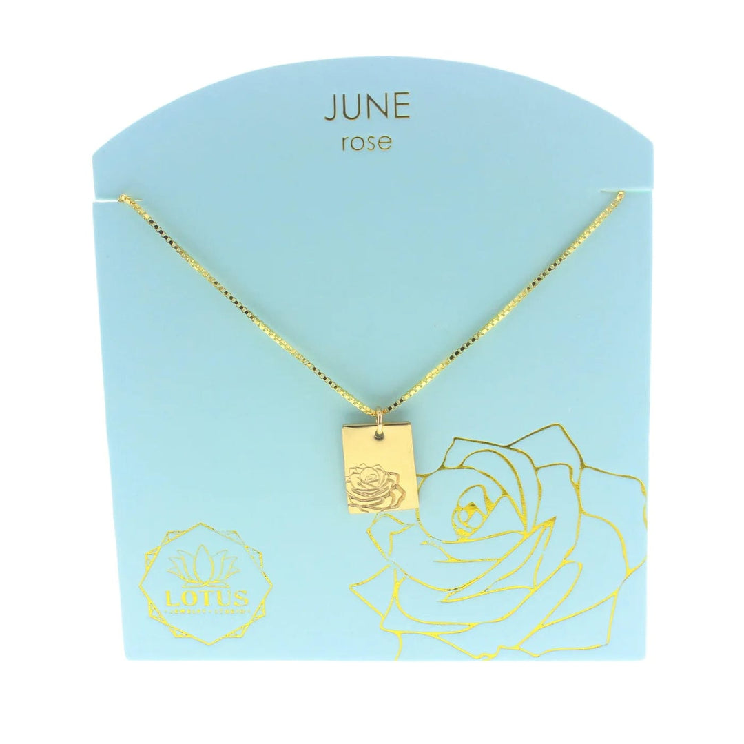 Lotus Jewelry Studio Necklaces June - Rose Birth Flower Necklaces in Gold