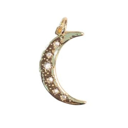 Lotus Jewelry Studio Necklaces Large Crescent Moon w/CZ Gold Charms