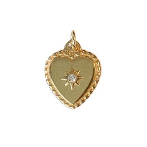 Lotus Jewelry Studio Necklaces Large Milgrain Heart w/ CZ Charm Gold Charms