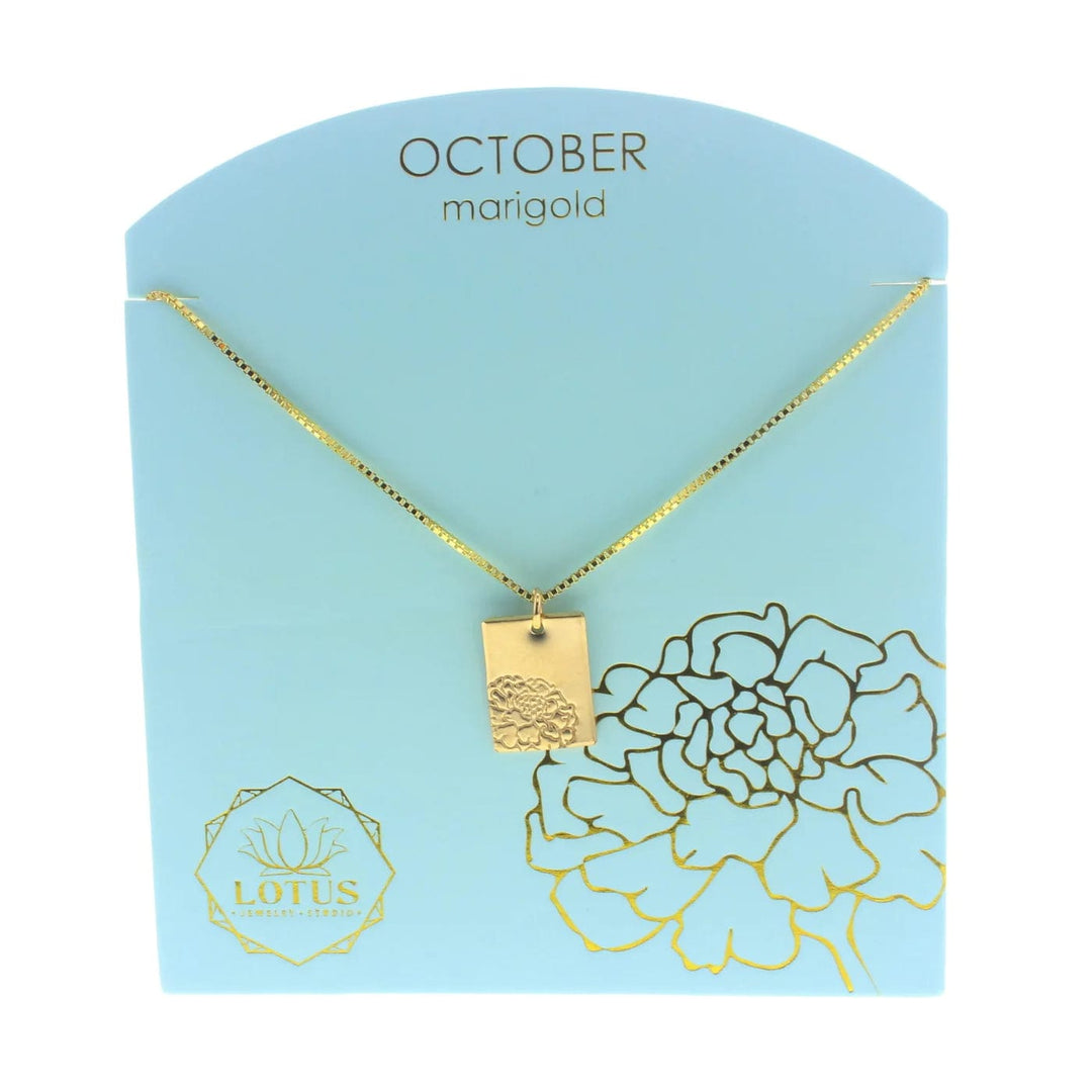 Lotus Jewelry Studio Necklaces October - Marigold Birth Flower Necklaces in Gold