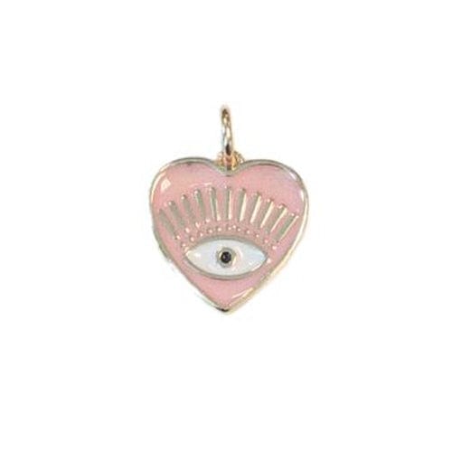 Lotus Jewelry Studio Necklaces Pink Enameled Evil Eye Gold Charms