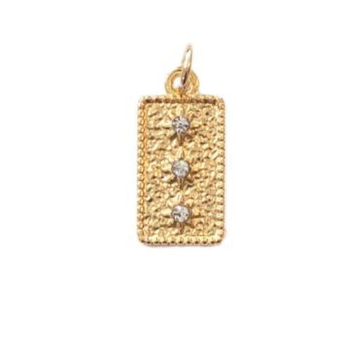 Lotus Jewelry Studio Necklaces Rectangle w/3 CZ Gold Charms