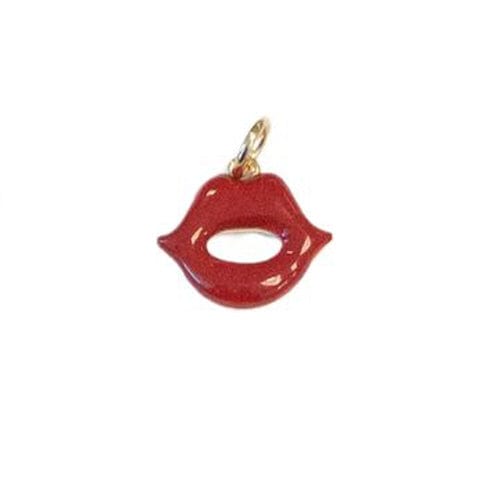 Lotus Jewelry Studio Necklaces Red Enameled Lips Gold Charms