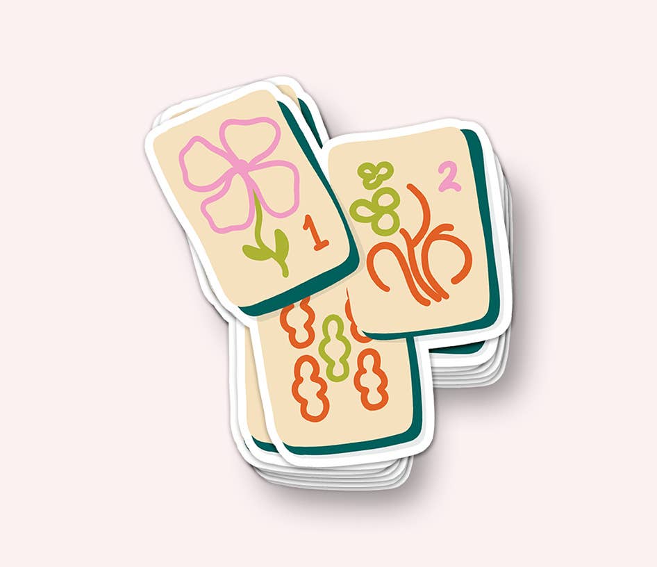 Lucky Dog Design Co. Cards Mahjong Tiles Illustrated Die-Cut Vinyl Sticker
