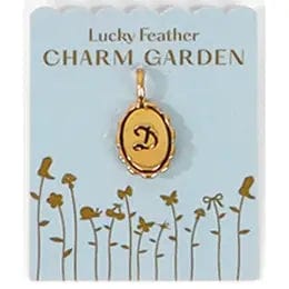 Lucky Feather Charm D Charm Garden - Scalloped Gold Initial Charm