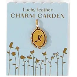 Lucky Feather Charm K Charm Garden - Scalloped Gold Initial Charm