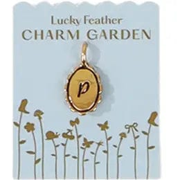 Lucky Feather Charm P Charm Garden - Scalloped Gold Initial Charm