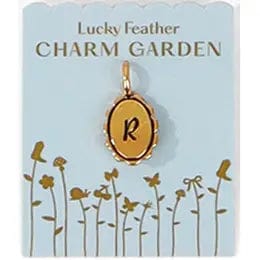 Lucky Feather Charm R Charm Garden - Scalloped Gold Initial Charm