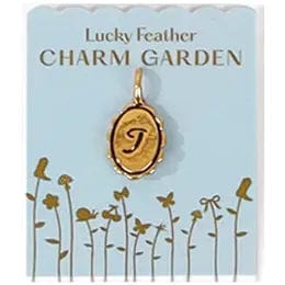 Lucky Feather Charm T Charm Garden - Scalloped Gold Initial Charm