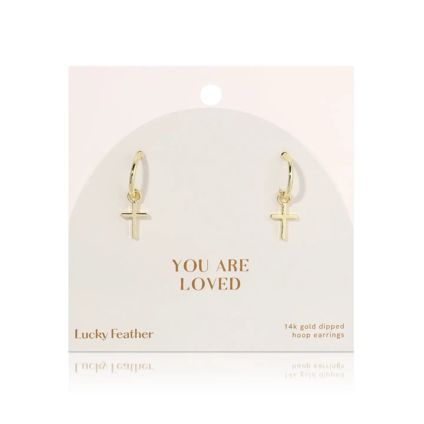 Lucky Feather Earrings You Are Loved Cross Earrings