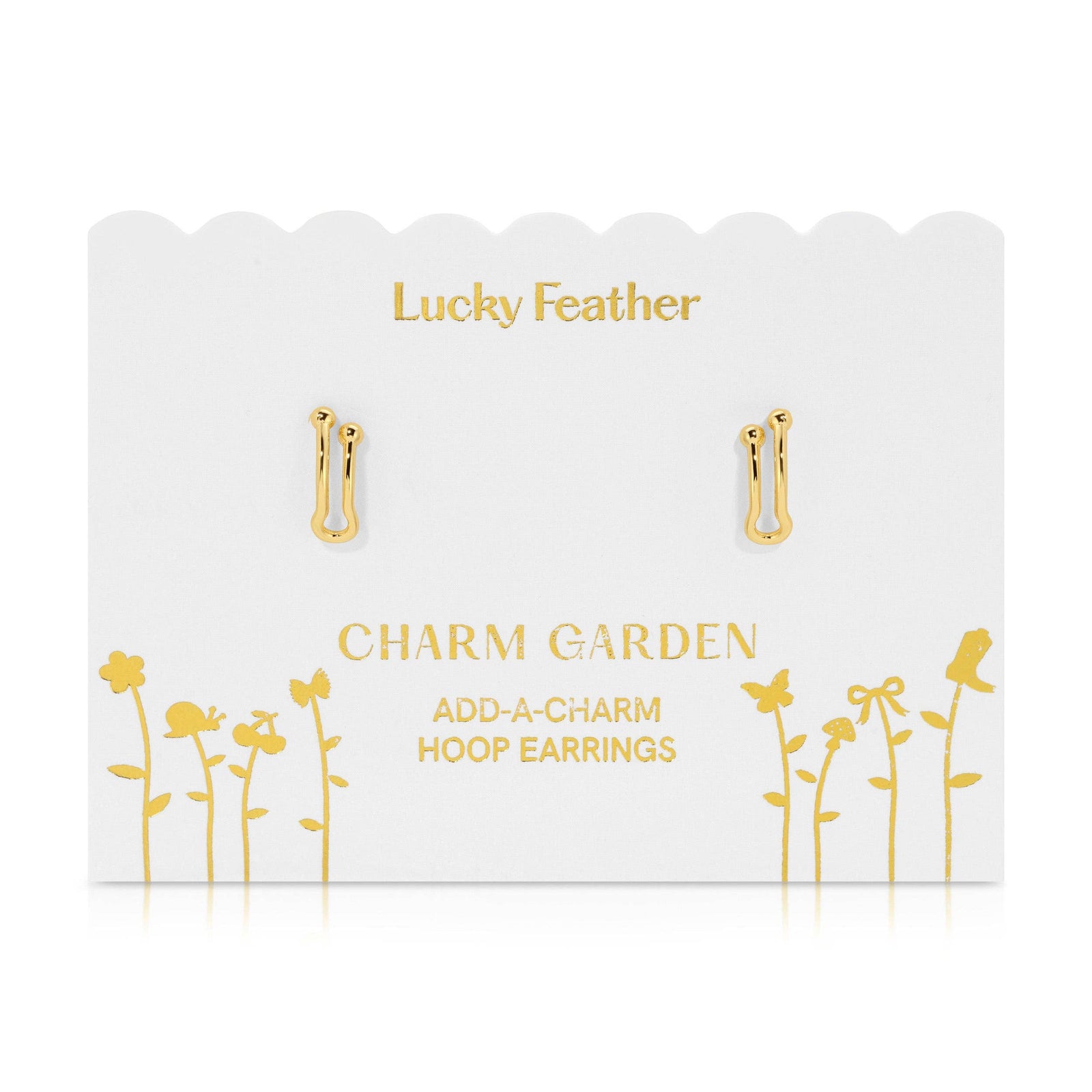 Lucky Feather Fashion Add-A-Charm Gold Hoop Earrings