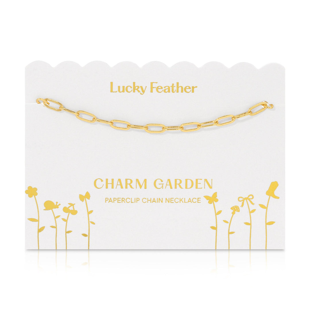 Lucky Feather Fashion Charm Garden - Gold Paperclip Chain (18-20 in)