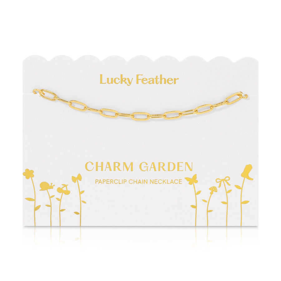 Lucky Feather Fashion Charm Garden - Gold Paperclip Chain (18-20 in)