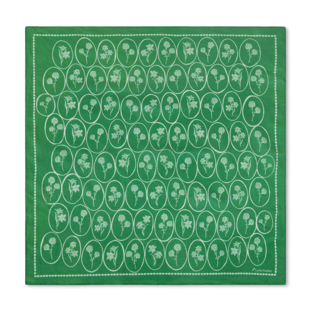 Lucky Feather Fashion Green with Flowers - Whimsical Happiness Bandanas
