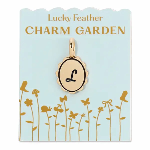 Lucky Feather Fashion L Charm Garden - Scalloped Gold Initial Charm