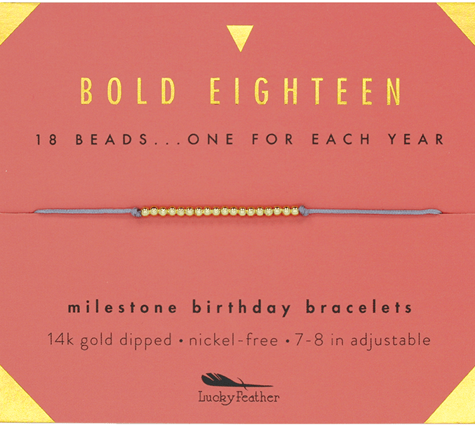 Lucky Feather Fashion Milestone Birthday Bracelet - GOLD - Eighteen