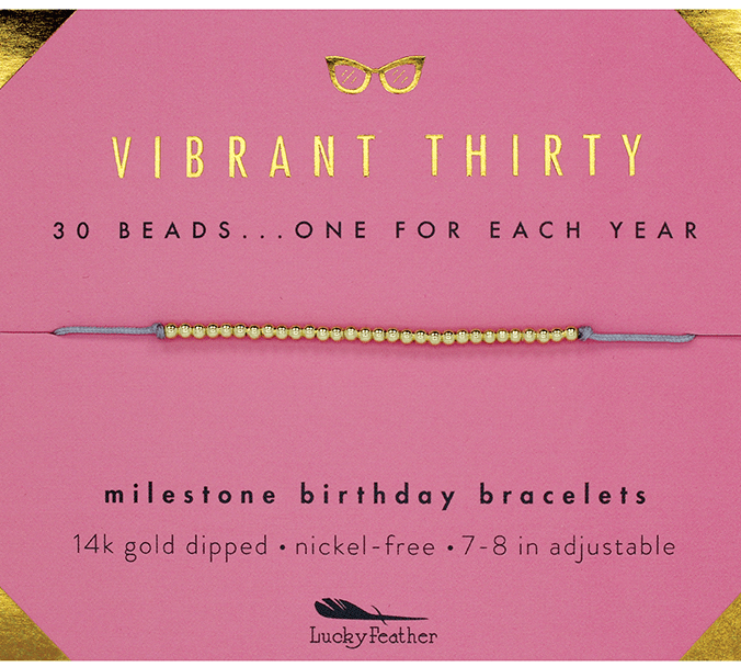 Lucky Feather Fashion Milestone Birthday Bracelet - GOLD - Thirty