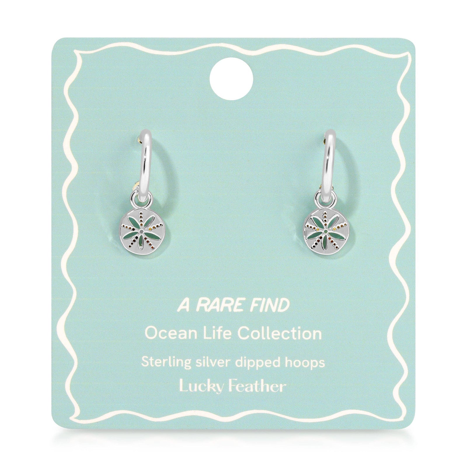 Lucky Feather Fashion Ocean Life Earrings - Silver - Sand Dollar