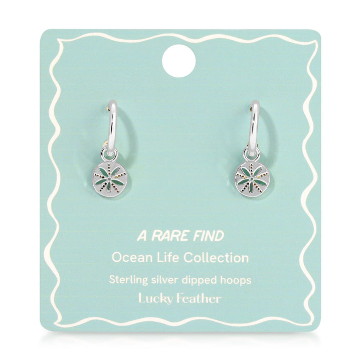 Lucky Feather Fashion Ocean Life Earrings - Silver - Sand Dollar