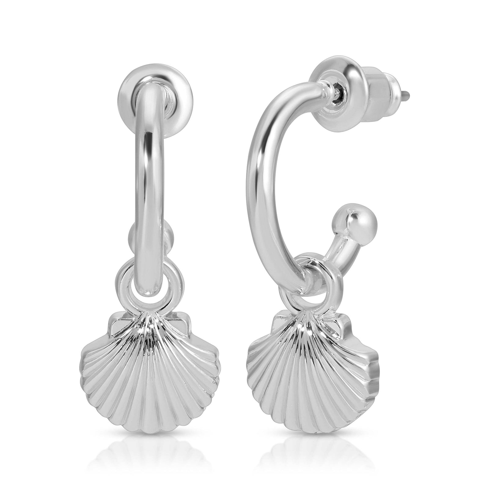 Lucky Feather Fashion Ocean Life Earrings - Silver - Shell