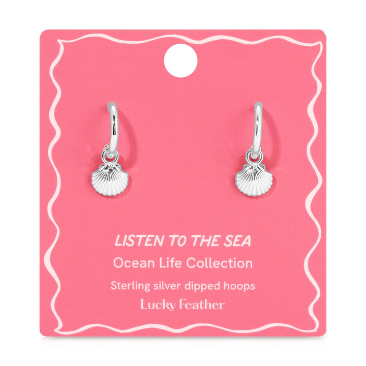 Lucky Feather Fashion Ocean Life Earrings - Silver - Shell