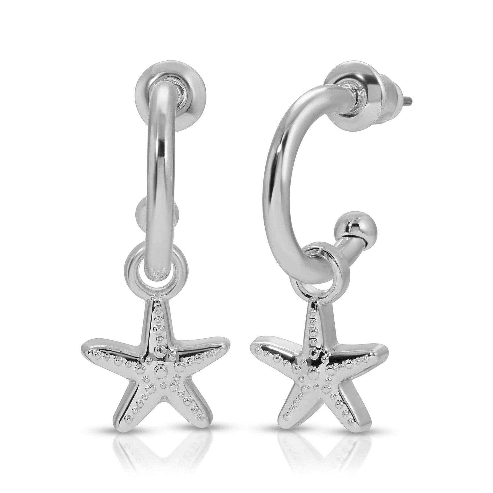 Lucky Feather Fashion Ocean Life Earrings - Silver - Starfish