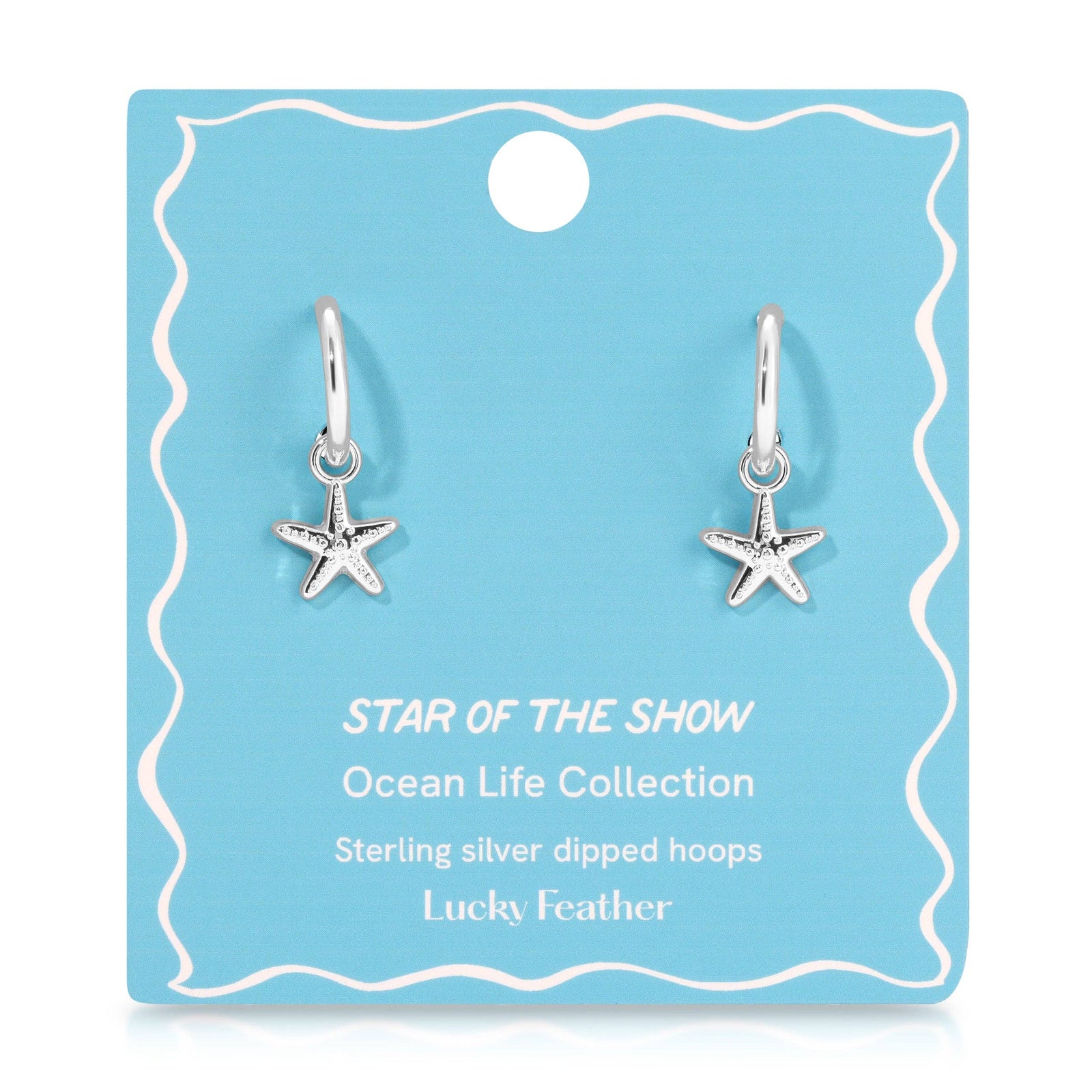 Lucky Feather Fashion Ocean Life Earrings - Silver - Starfish