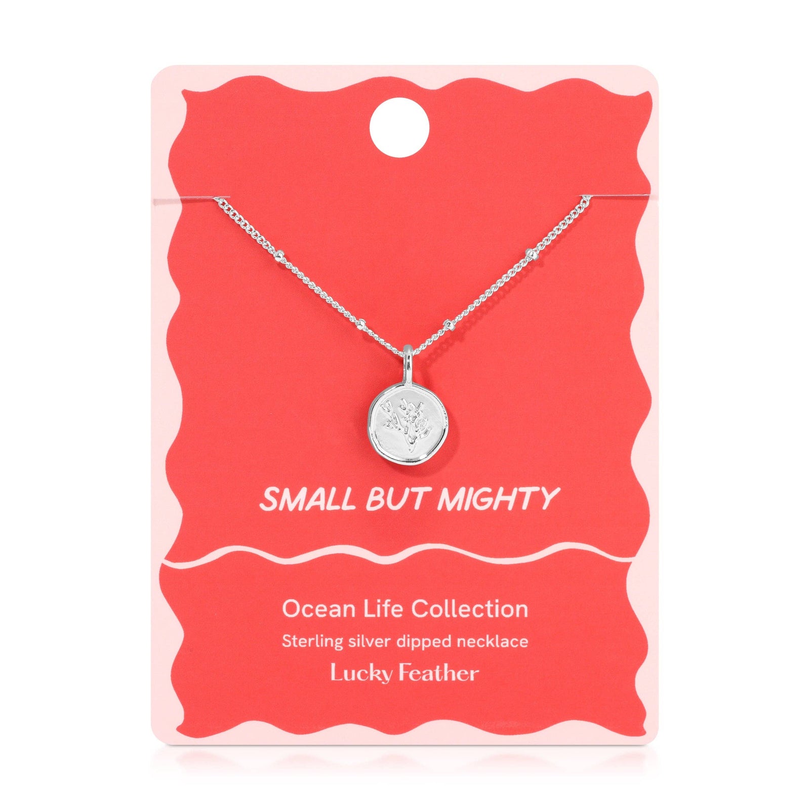 Lucky Feather Fashion Ocean Life Necklace - Silver - Coral