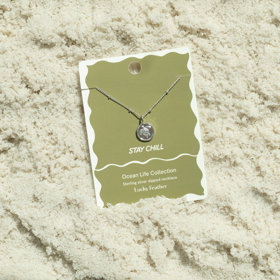 Lucky Feather Fashion Ocean Life Necklace - Silver - Sea Turtle