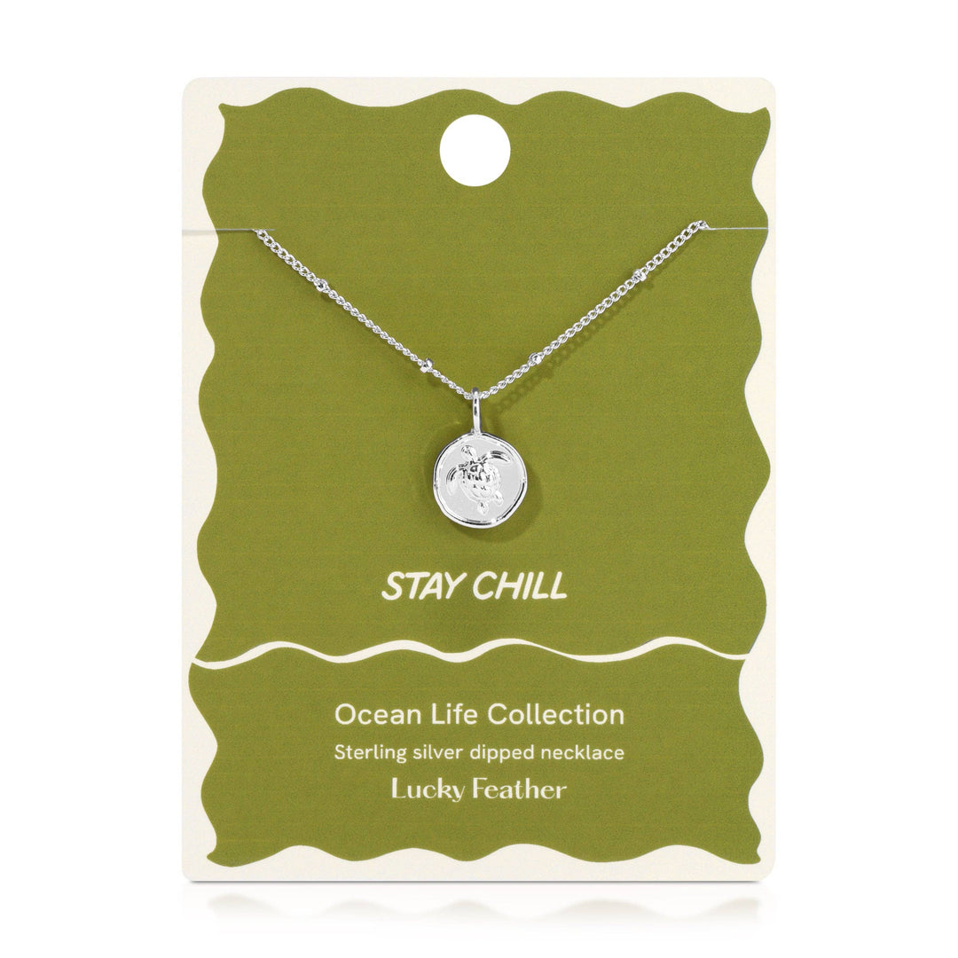 Lucky Feather Fashion Ocean Life Necklace - Silver - Sea Turtle