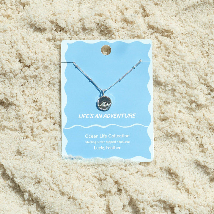 Lucky Feather Fashion Ocean Life Necklace - Sterling Silver-Dipped - Wave