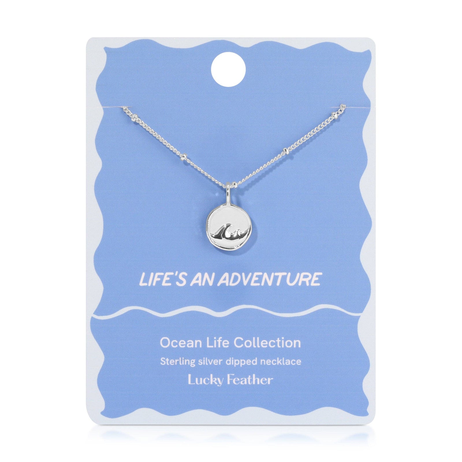 Lucky Feather Fashion Ocean Life Necklace - Sterling Silver-Dipped - Wave