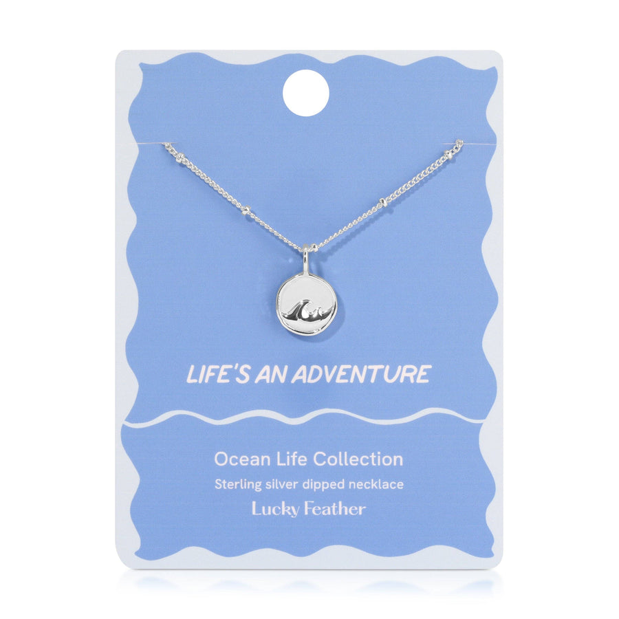 Lucky Feather Fashion Ocean Life Necklace - Sterling Silver-Dipped - Wave