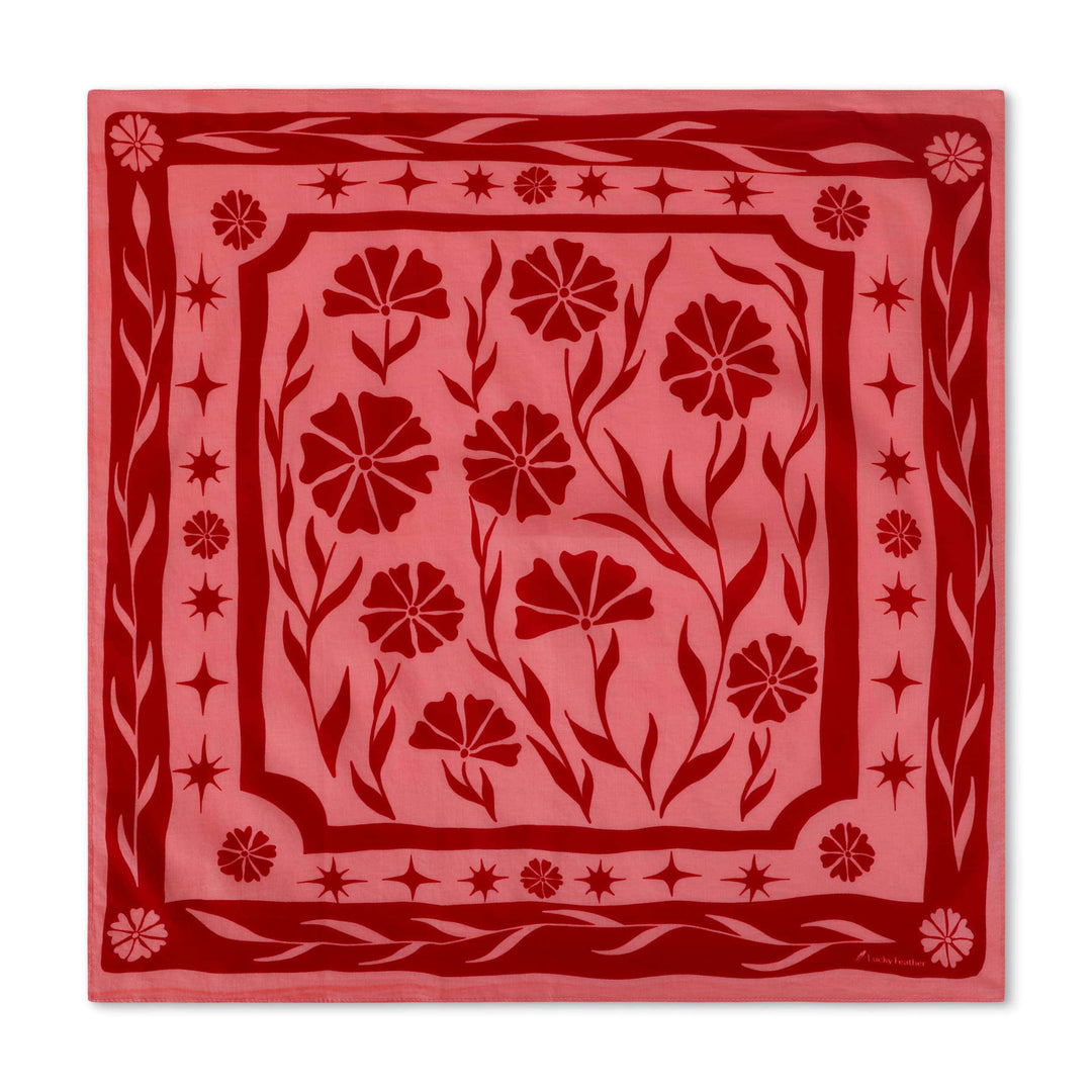 Lucky Feather Fashion Red and Pink Floral - Bliss Happiness Bandanas