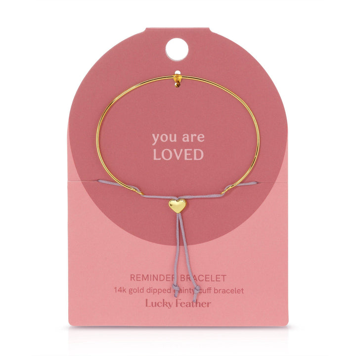 Lucky Feather Fashion Reminder Bracelet - Loved - Gold