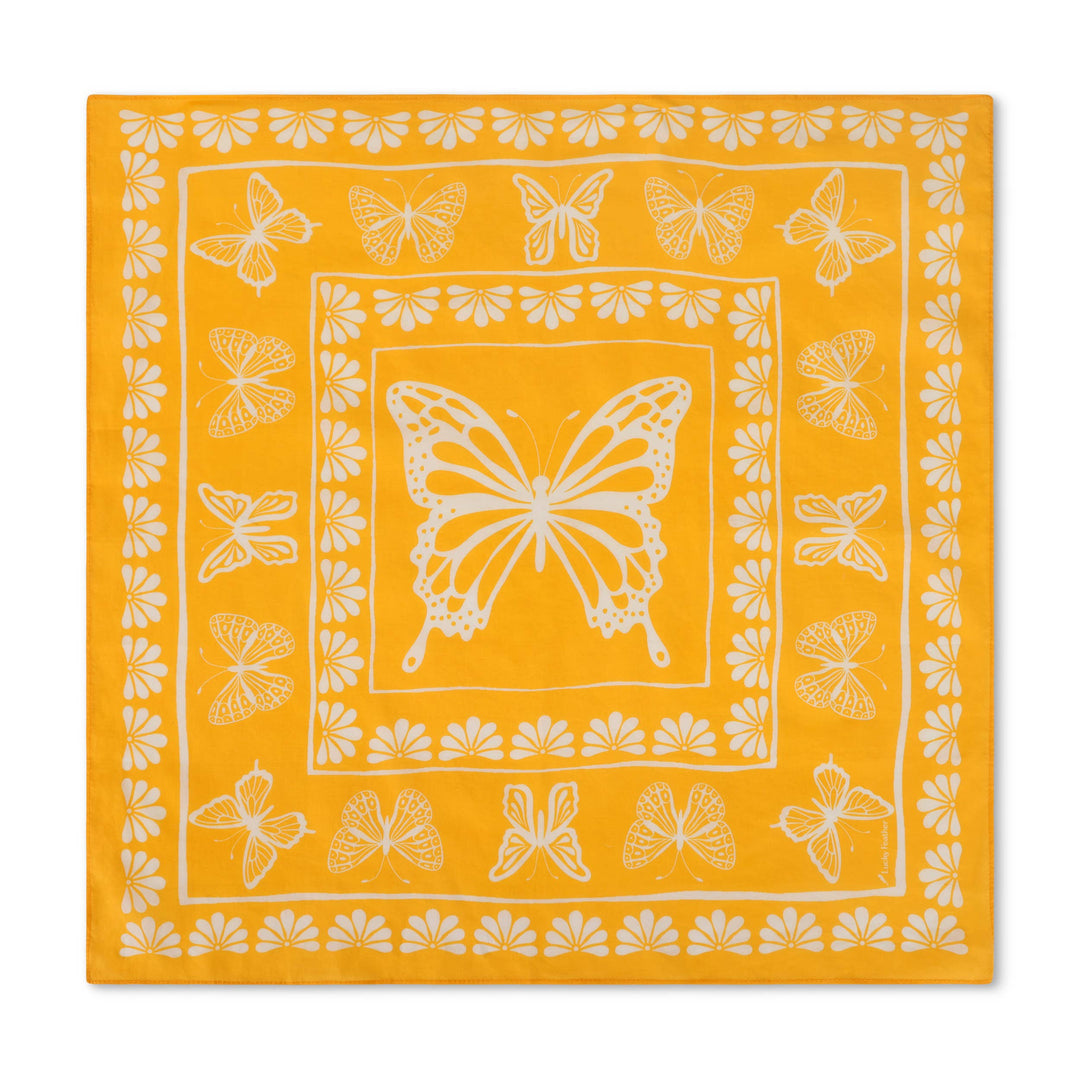 Lucky Feather Fashion Yellow Butterflies - Joy Happiness Bandanas