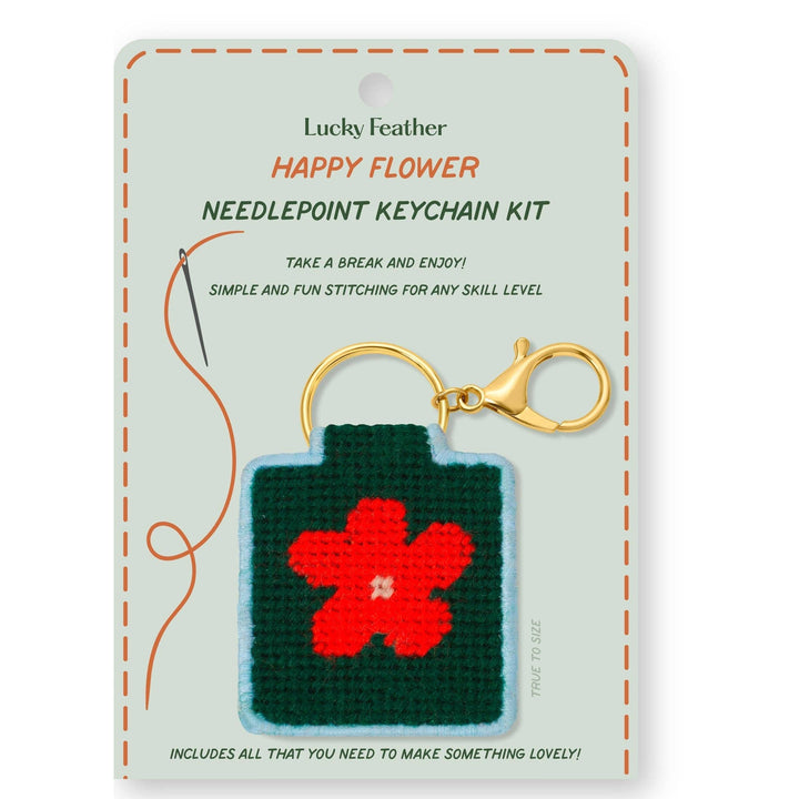Lucky Feather Gifts Needlepoint Keychain Kit - Flower