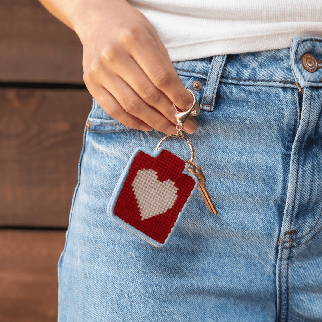 Lucky Feather Gifts Needlepoint Keychain Kit - Heart