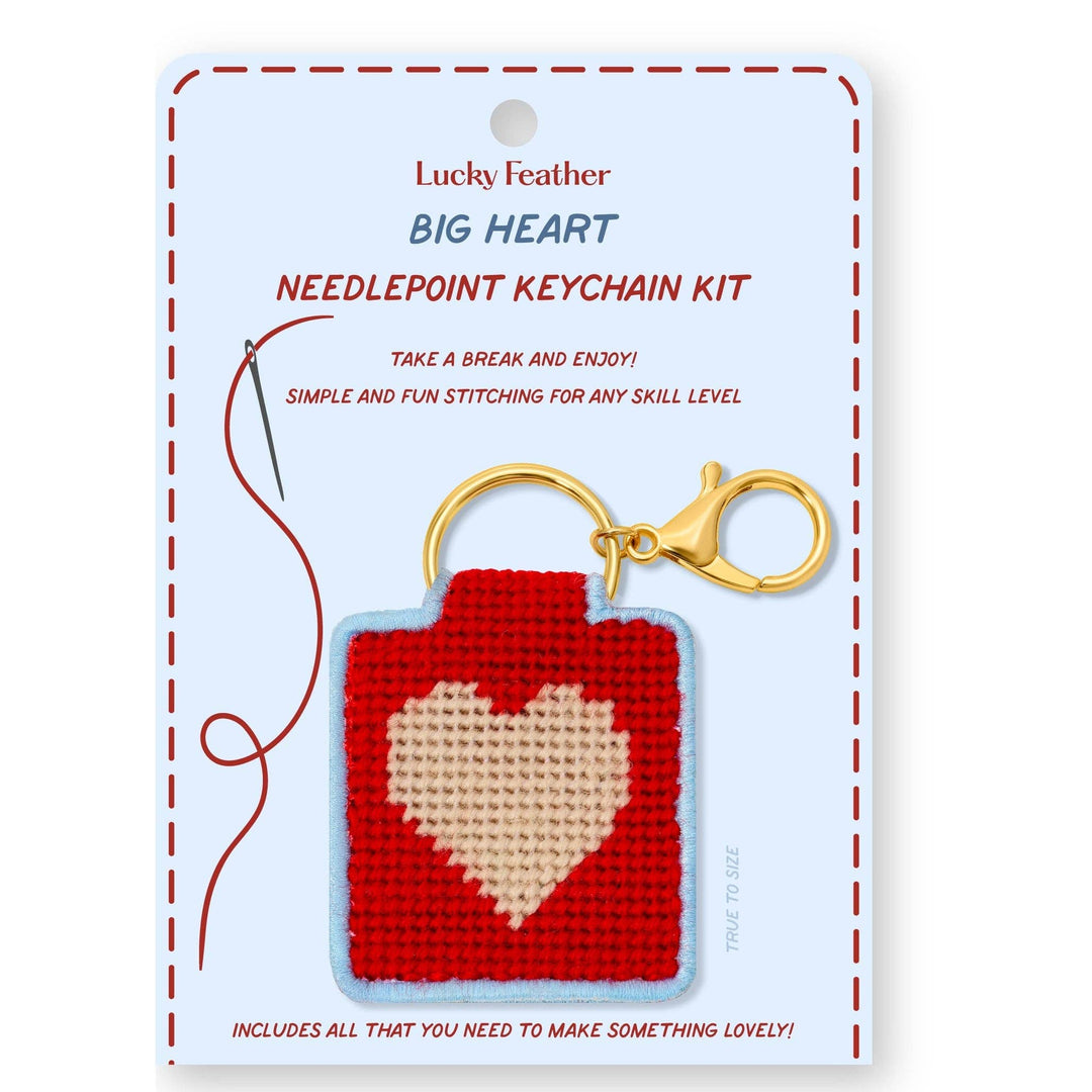 Lucky Feather Gifts Needlepoint Keychain Kit - Heart