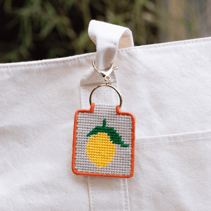 Lucky Feather Gifts Needlepoint Keychain Kit - Lemon