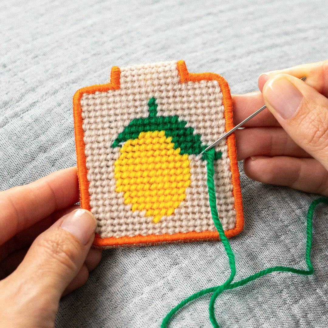 Lucky Feather Gifts Needlepoint Keychain Kit - Lemon
