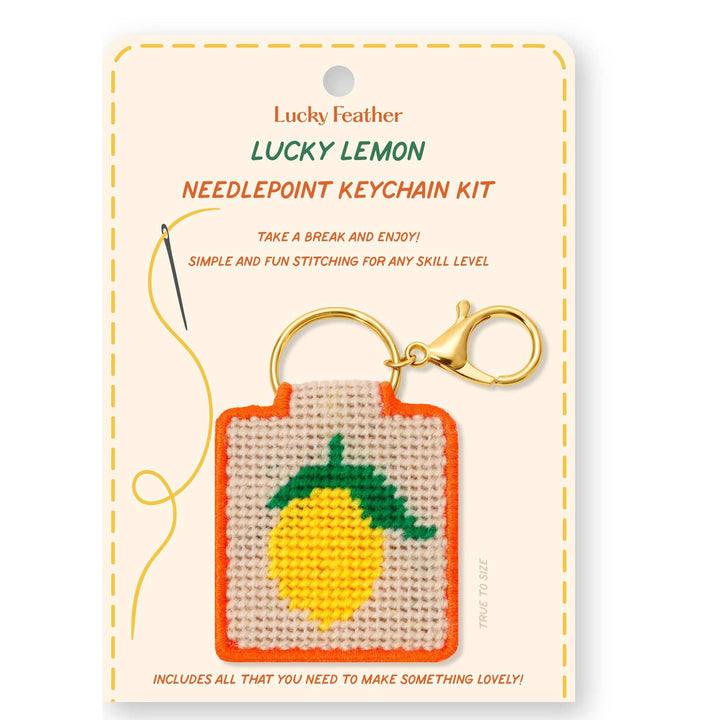Lucky Feather Gifts Needlepoint Keychain Kit - Lemon