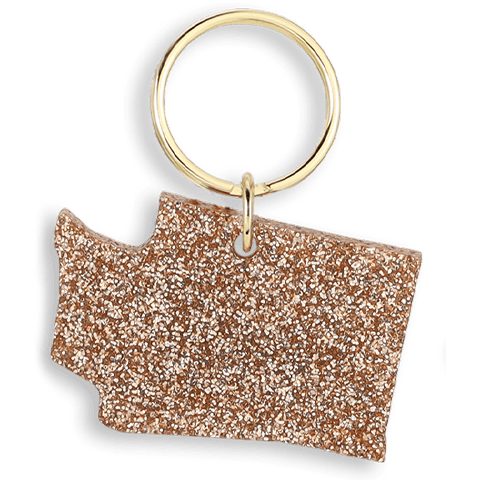 Lucky Feather Keychain Glitter Keychain - State - WASHINGTON