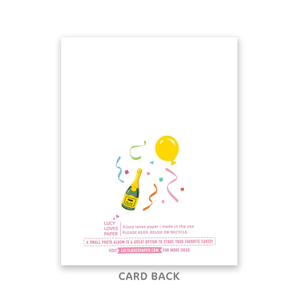 Lucy Loves Paper Card Balloon Girl - Happy New Year Card