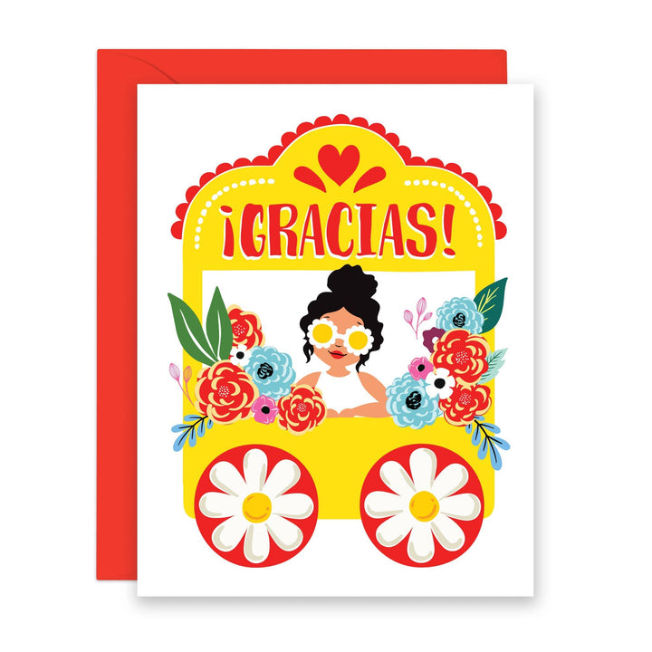 Lucy Loves Paper Card Flower Cart Gracias | Thank You Card in Spanish