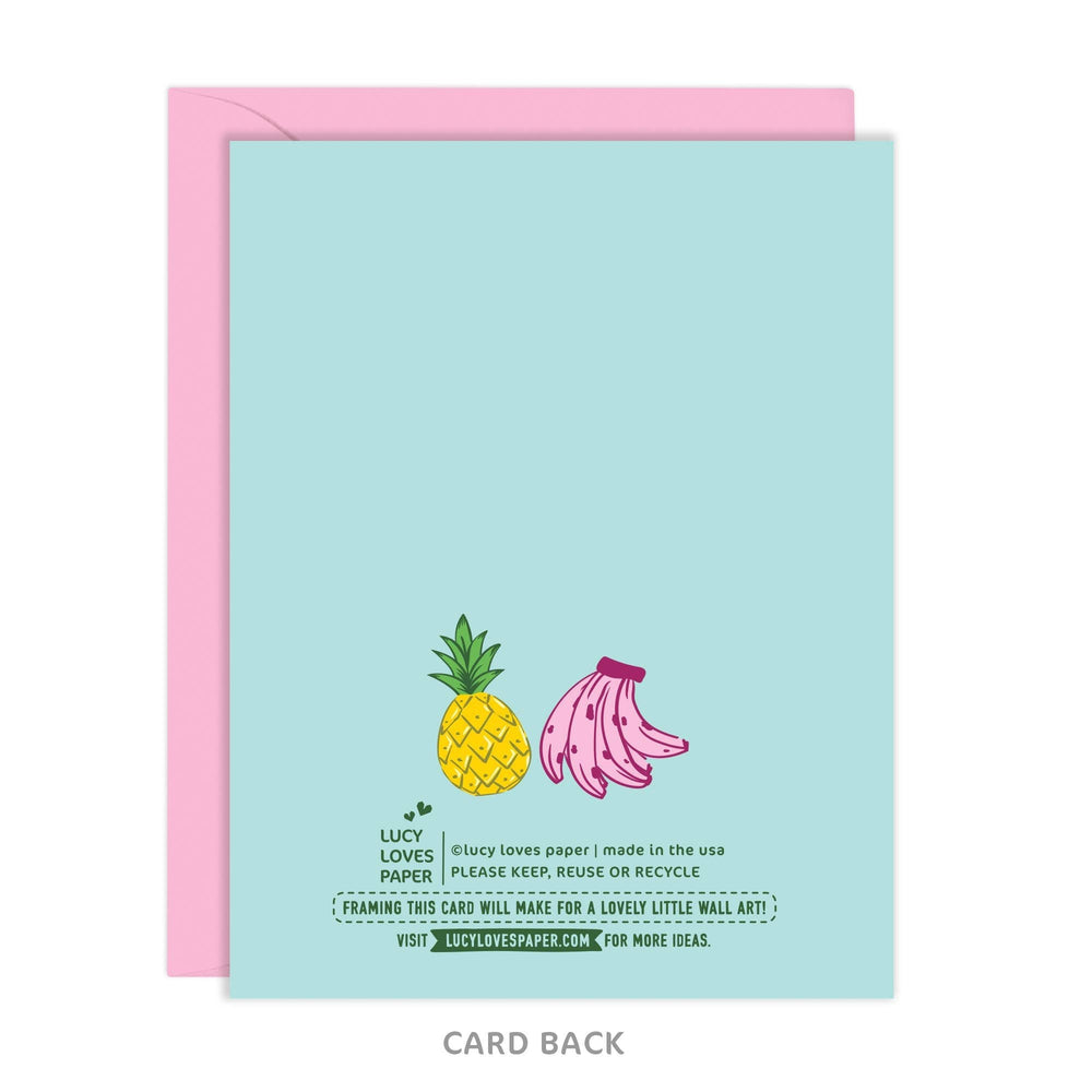 Lucy Loves Paper Card Fun As Us At The Pool - Pink Friendship Card (A2)