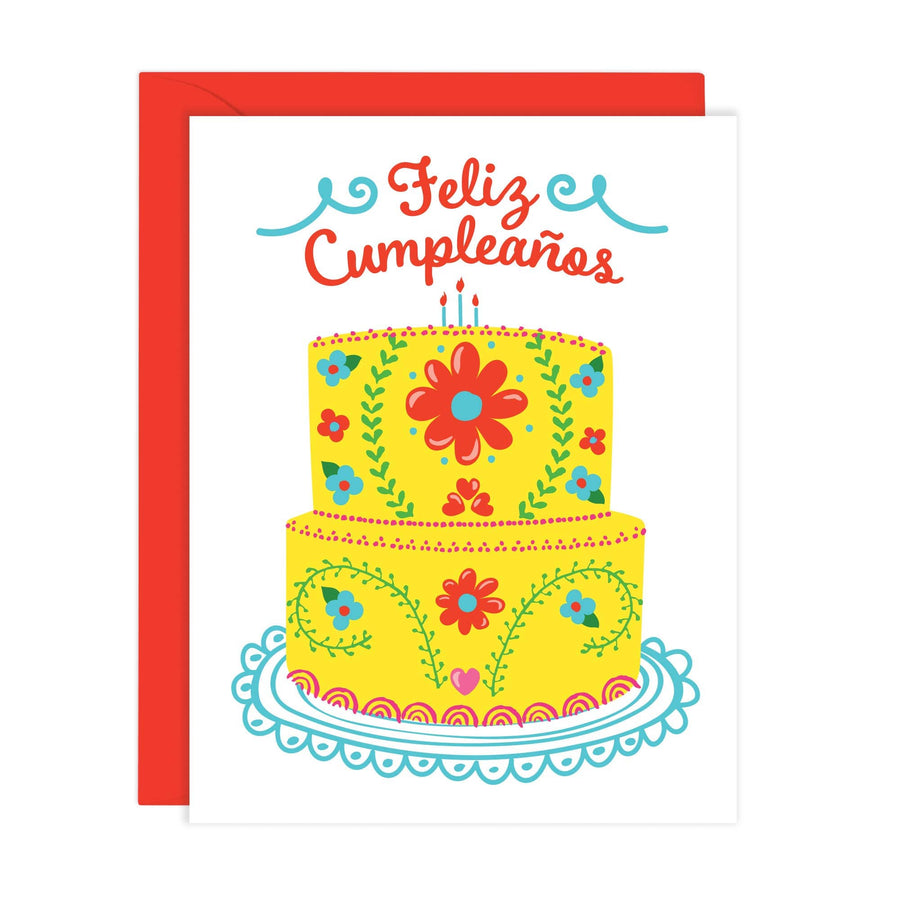 Lucy Loves Paper Card Mexican Embroidery Cake - Feliz Cumpleaños Card (A2)